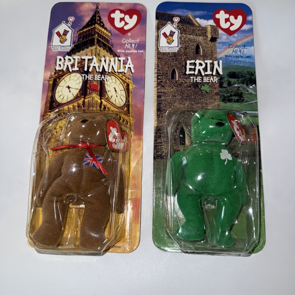 Ty McDonalds Teenie Beanie 1999‎ Britannia The Bear & Erin The Bear  4942